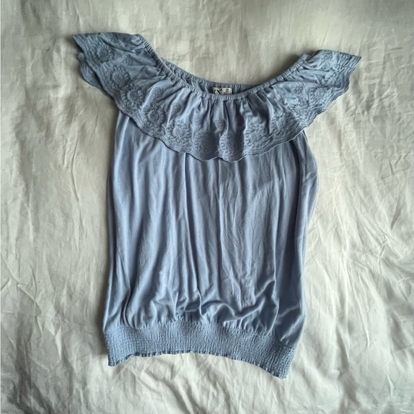 PERIWINKLE OFF THE SHOULDER TOP - Picture 2 of 4
